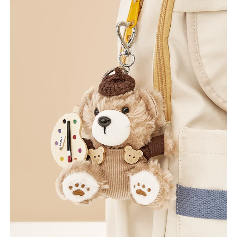 Der grüne Party-Maler-Bär-Plüsch-Schlüsselanhänger, niedlicher Rucksack, hängende Dekoration, Mädchen, Halloween, Weihnachten, Accessoires, Geschenke