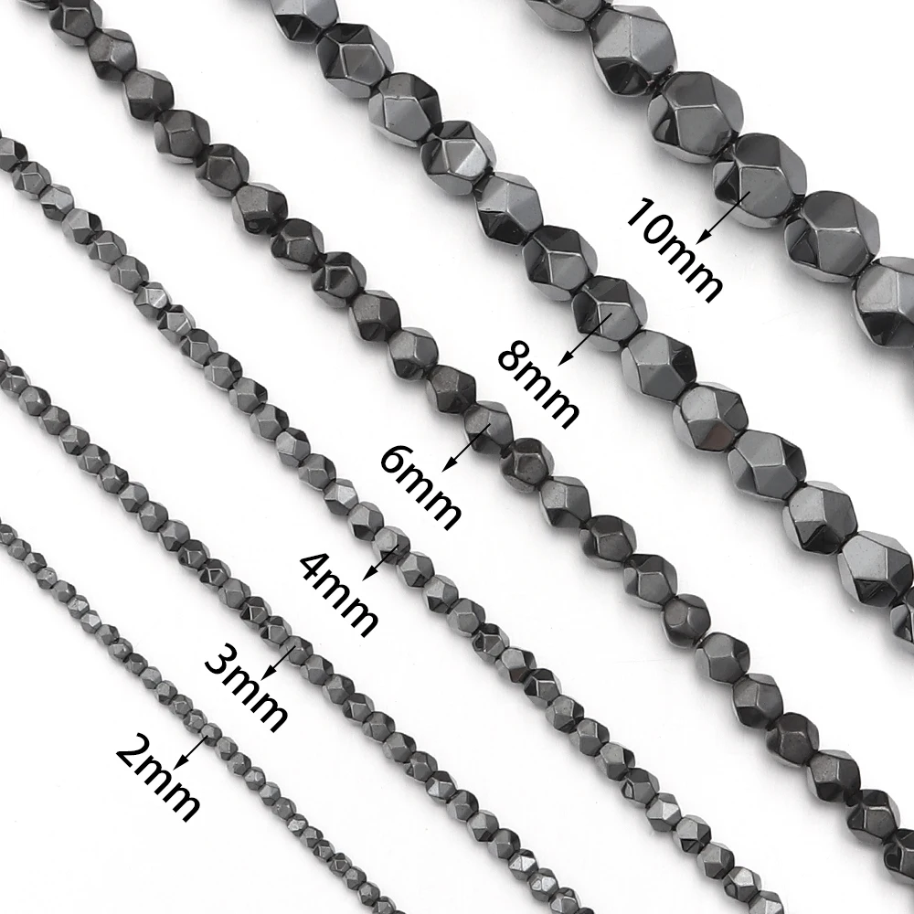 2-10mm Natural Hematite Stone Beads Black Faceted Loose Spacer Beads For Jewelry Making DIY Crafts Bracelet Necklace Accessories image 2