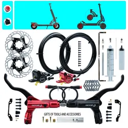 2-piston Electric Scooter Right Disc Hydraulic Brake Power Off Black Red Split Tube Parts Cyling Accessories Tools Gasket