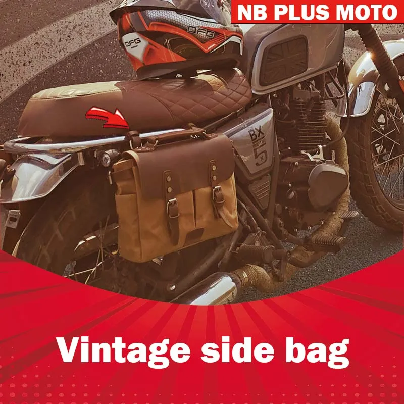 

【Premium】For Vintage side bag motorcycle waterproof modification large universal canvas bag riding kit tail motorcycle bag