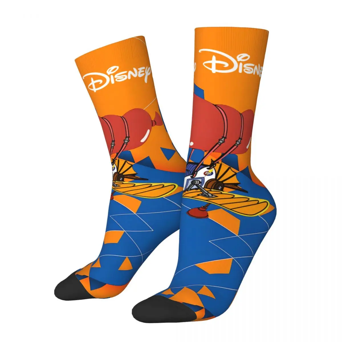 Funny Crazy compression Plane Sock for Men Hip Hop Vintage Disney Rescue Rangers Happy Seamless Pattern Printed Boys Crew Sock