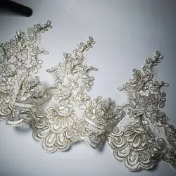 1Yard 23cm wide Exquisite Light Gold Thread Cording Embroidery Lace Dress Home Textile Trimming Lace DIY Decorative Accessories