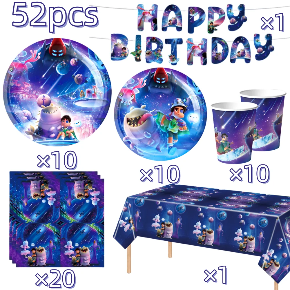 مجموعة أدوات المائدة لتزيين حفلات أعياد الميلاد من كارتون إيليو، لافتة لوحة كوب بالون للأطفال والأولاد، لوازم استحمام الطفل #6