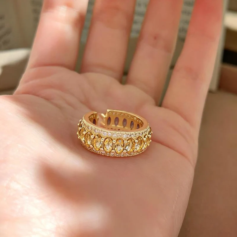 Vintage Gorgeous Royal Blue Geometry Ring For Female Super Flash Zircon Finger Jewelry High Sense Noble Rings KOFSAC
