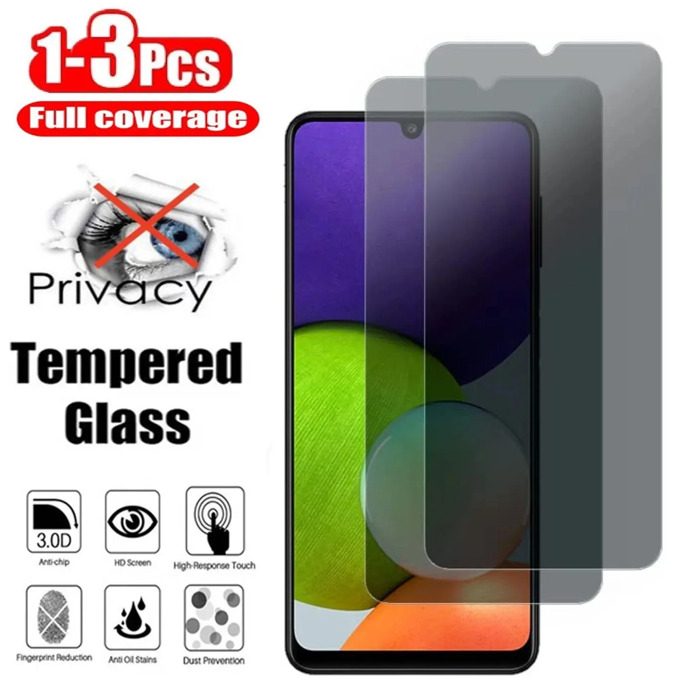 

1-3Pcs Privacy Tempered Glass Screen Protector For vivo Y15A Y55 Y52 Y15S Y20 2020 2021 Y76 Y76S 5G