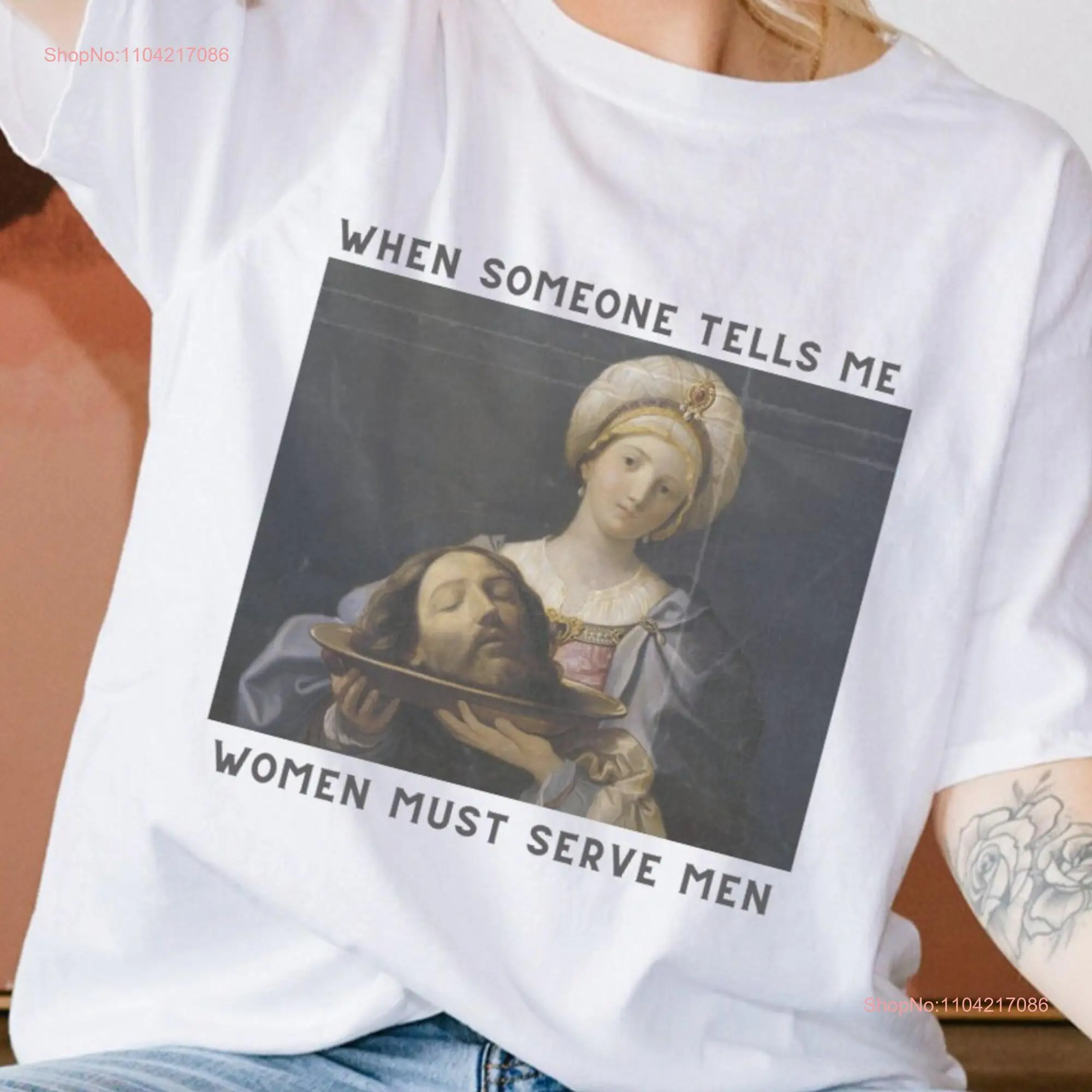 Women Should Serve Men T Shirt Funny FeminisT Misandrist Womens Rights s Meme Guido Reni long or short sleeves