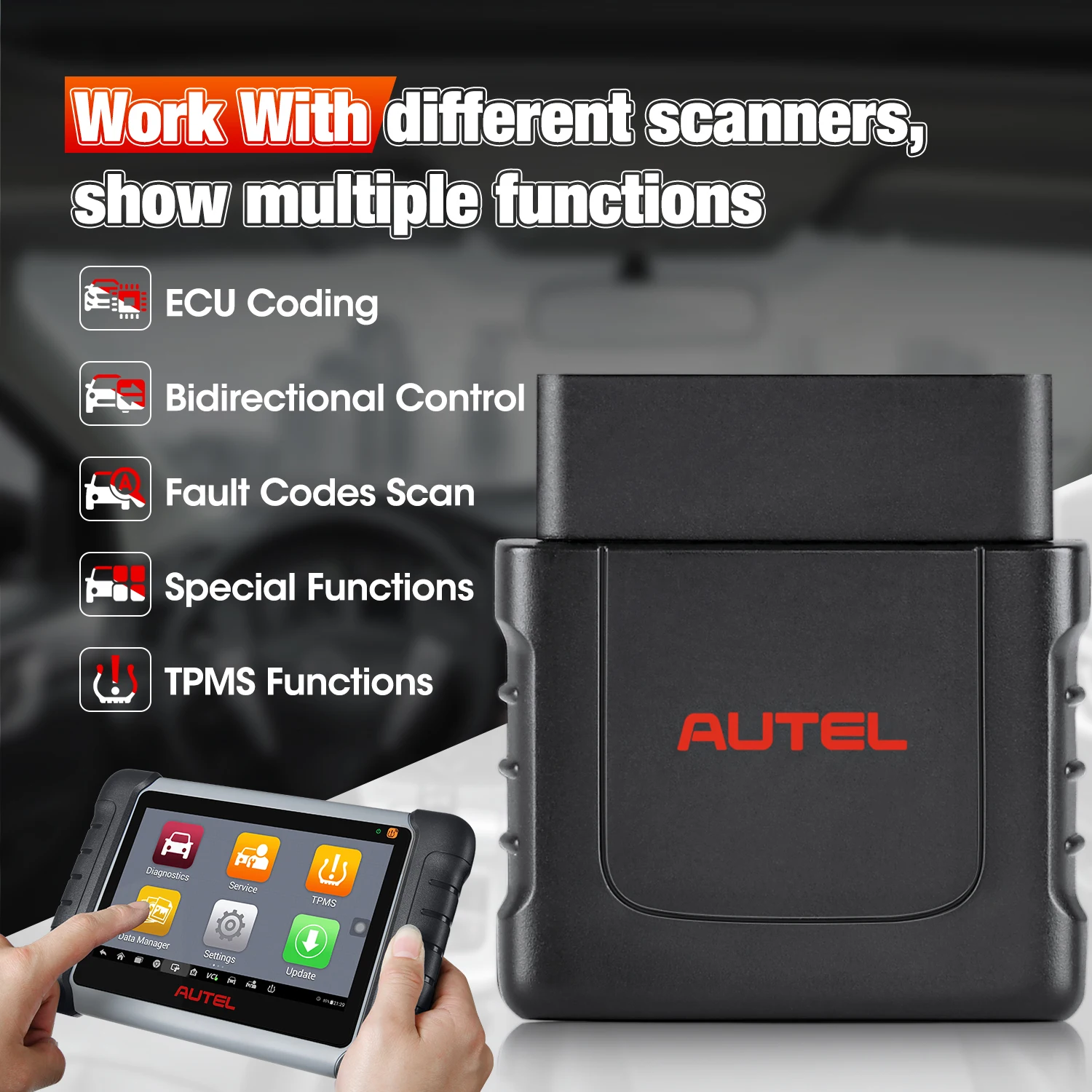 Autel MaxiVCI Mini VCI OBD Car Diagnostic Bluetooth Vehicle Interface For MK808BT MK808TS MX808TS MP808TS TS608 MS906S Adapter