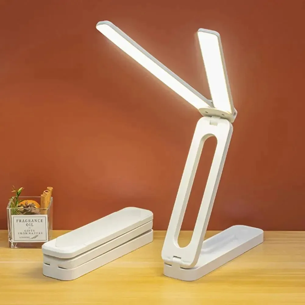 Multifuncional Foldable LED Desk Lamp, Luz do livro de leitura, Iluminação portátil recarregável para estudo ou oficial, 3 cores