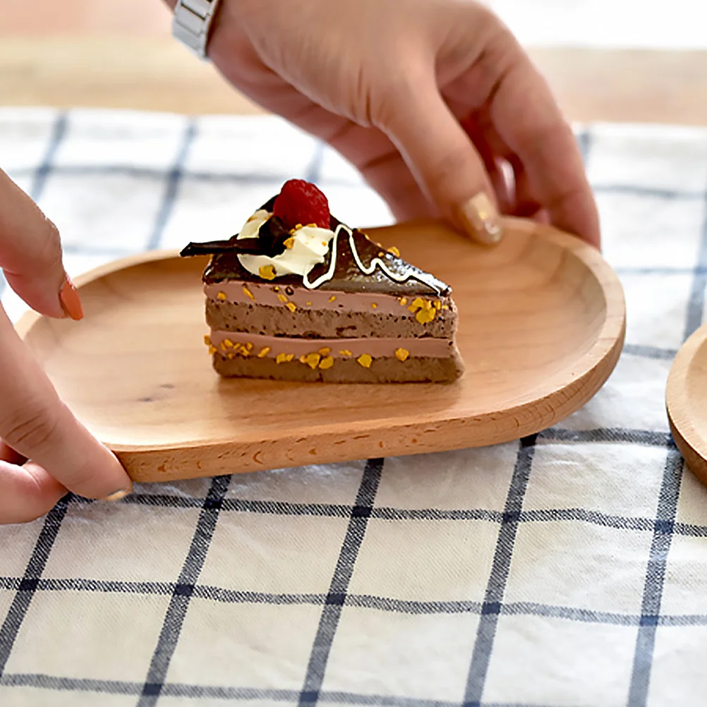 

2Pcs Oval Dinner Tray Solid Wood Fruit Plate Smooth Edges Natural Texture for Snacks Cakes Sushi Household Tableware Decorative