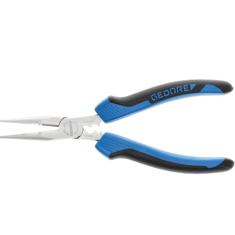 GEDORE 8133-200 JC  Strong Needle-nose Pliers 2-Component Handle Induction-hardened Precision Cutting Edges Hardness 62 - 64 HRC