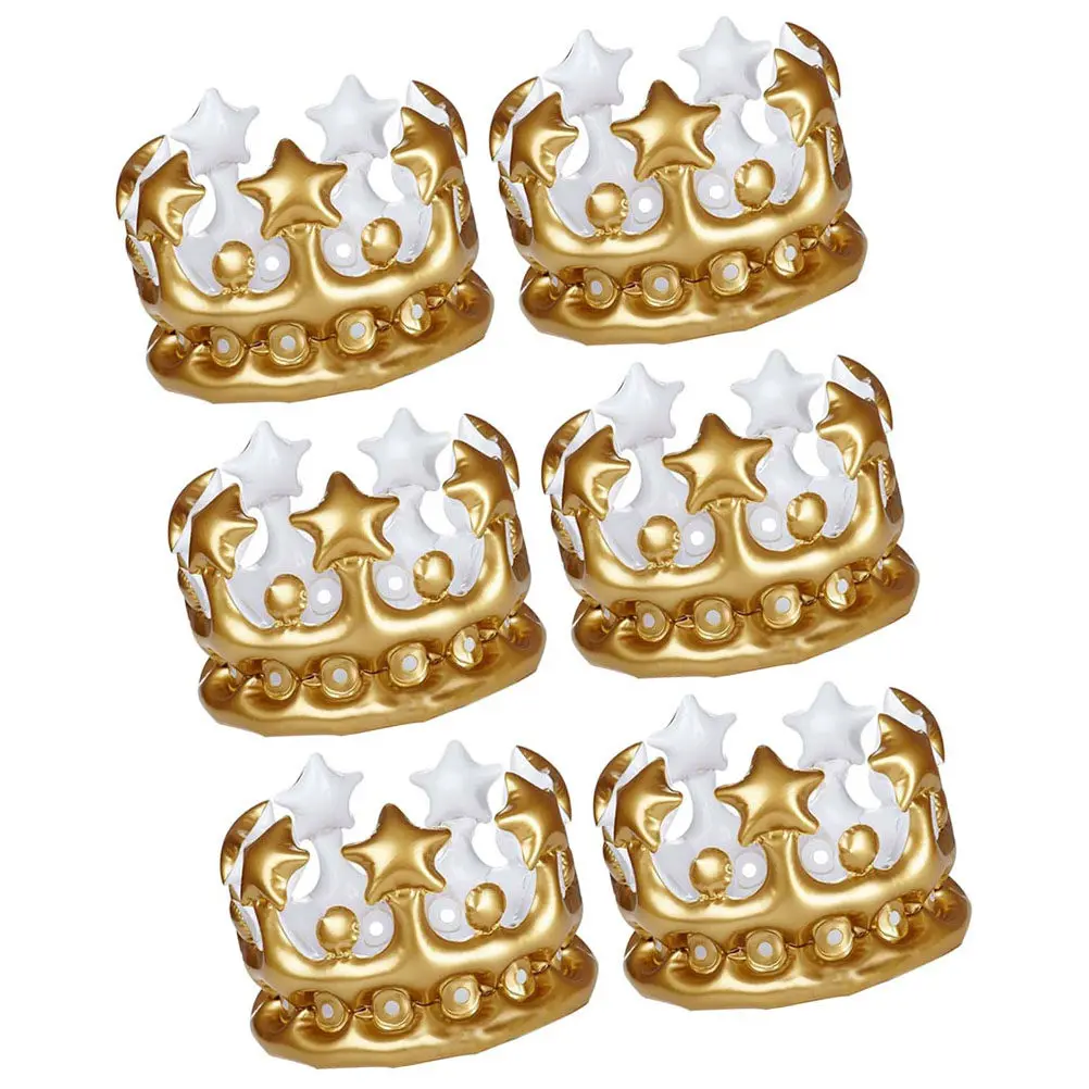 6Pcs Inflatable Crown Birthday Party Comfortable Multipurpose Photo Prop Cosplay Decorative Accessory