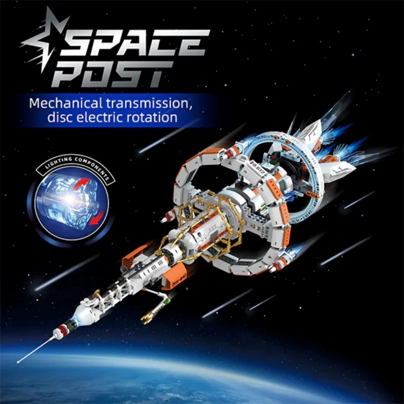 

Creative Space Post LED Lighting Building Blocks With Motor Rocket Space Station Brick Model Kit Toys Adults Kids Gifts 1583PCS