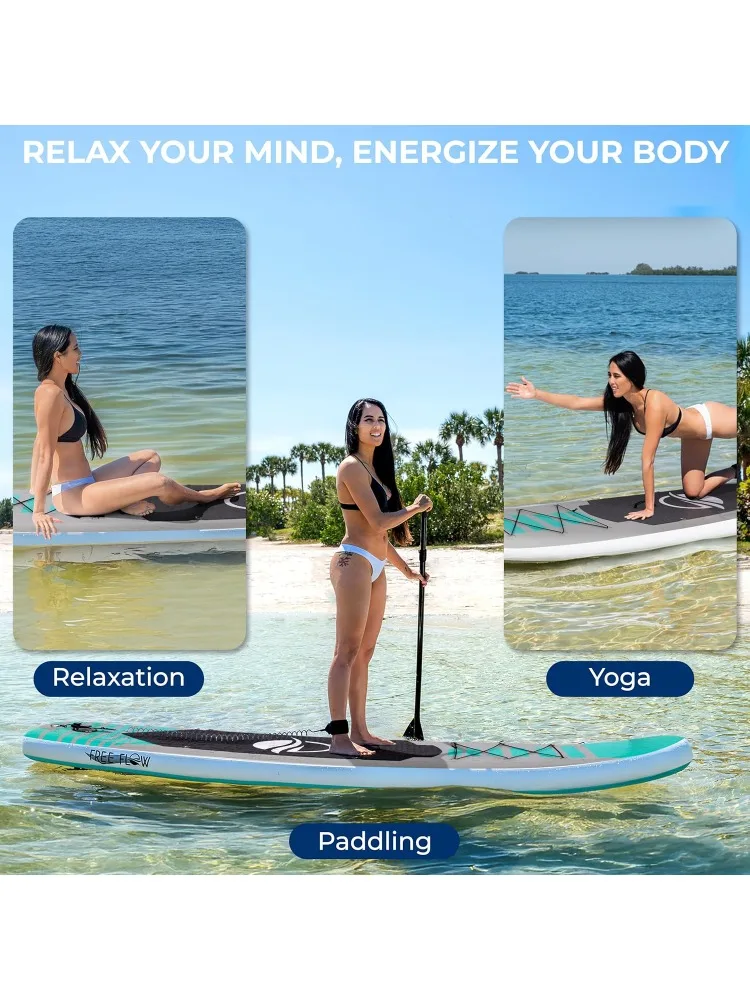 لوح مجداف قابل للنفخ مقاس 10 بوصات مع منصة واسعة مقاس 32 بوصة - سطح EVA غير قابل للانزلاق، هيكل بغرز منسدلة، 3 قطع Al