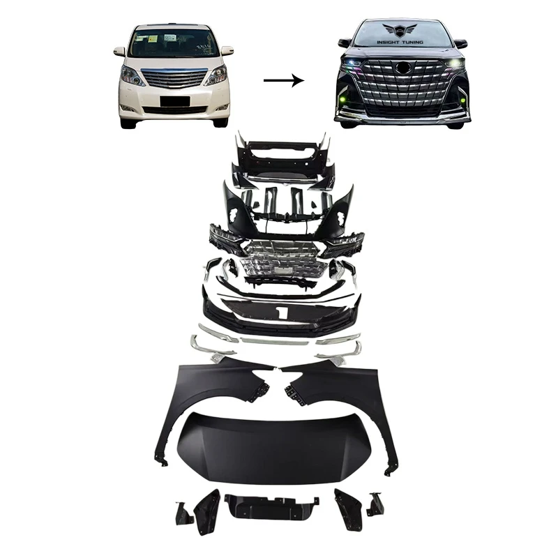 High Quality Alphard 20 Series 2008-2015 AH40 Style Facelift Body Kit No Cutting Direct Fit Bumper Modification Accessories