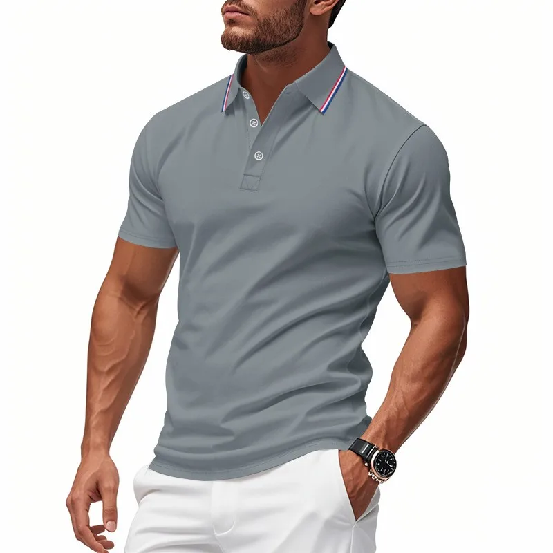 Short Sleeve Shirt Slim Fit Light Pink Mesh Collar T-shirt White Pearlized Buttons Orange Tee Turquoise Button