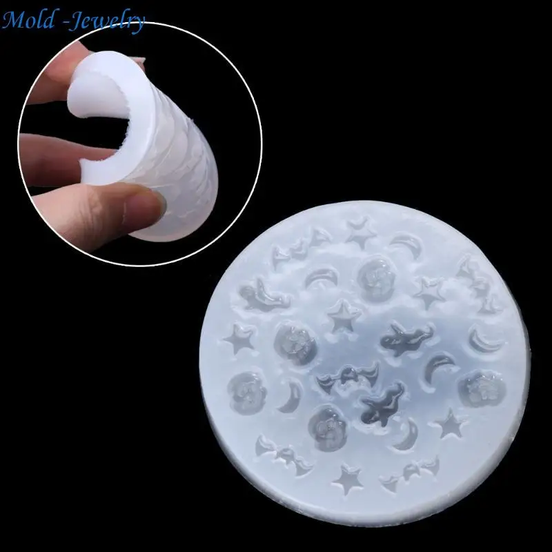 

69HB Saints' Day Bat Pumpkin Moon Pentagram Resin Jewelry Making Silicone Mold