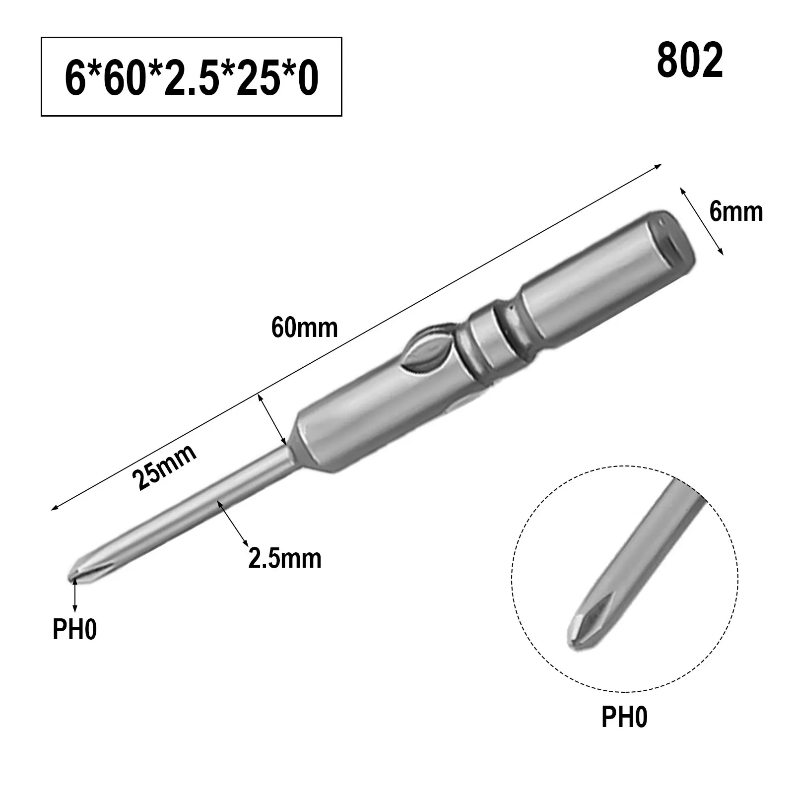 10pcs/Set Screwdriver Bit 60mm PH0 PH1 PH2 For 802 Electric Cross Magnetic Screwdriver Bit Magnetic ImpactDriver