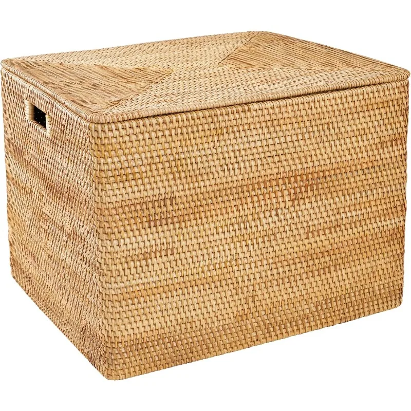 

Rattan Basket With Lid, Large Lidded Basket For Storage, Rattan Box storage basket