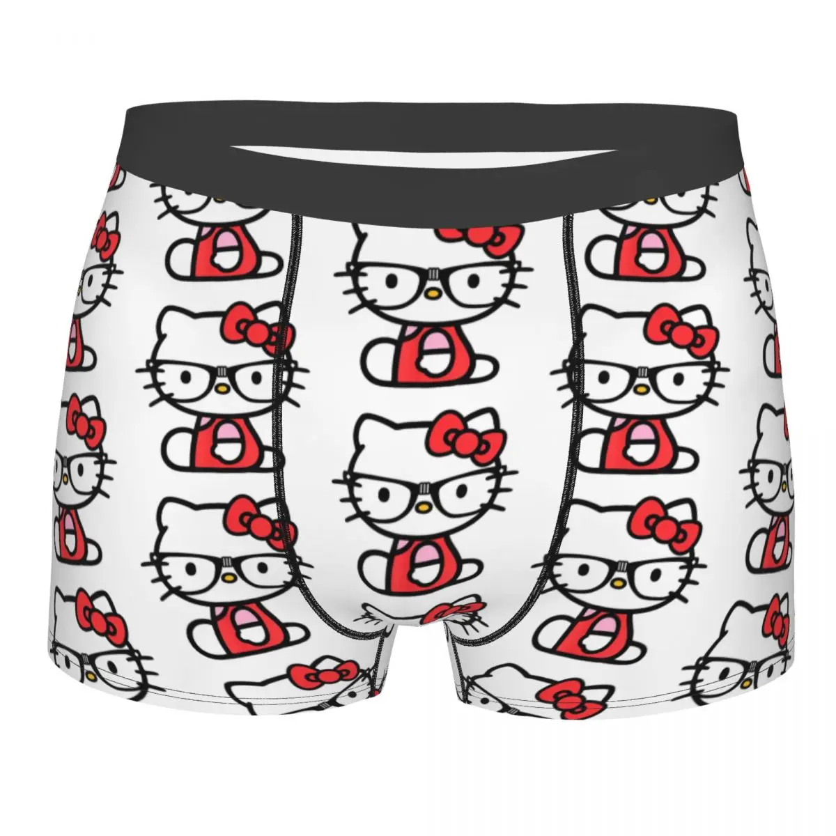 Sexy boxer hello kitty nerd óculos shorts calcinha masculina roupa interior respirável para masculino S-XXL