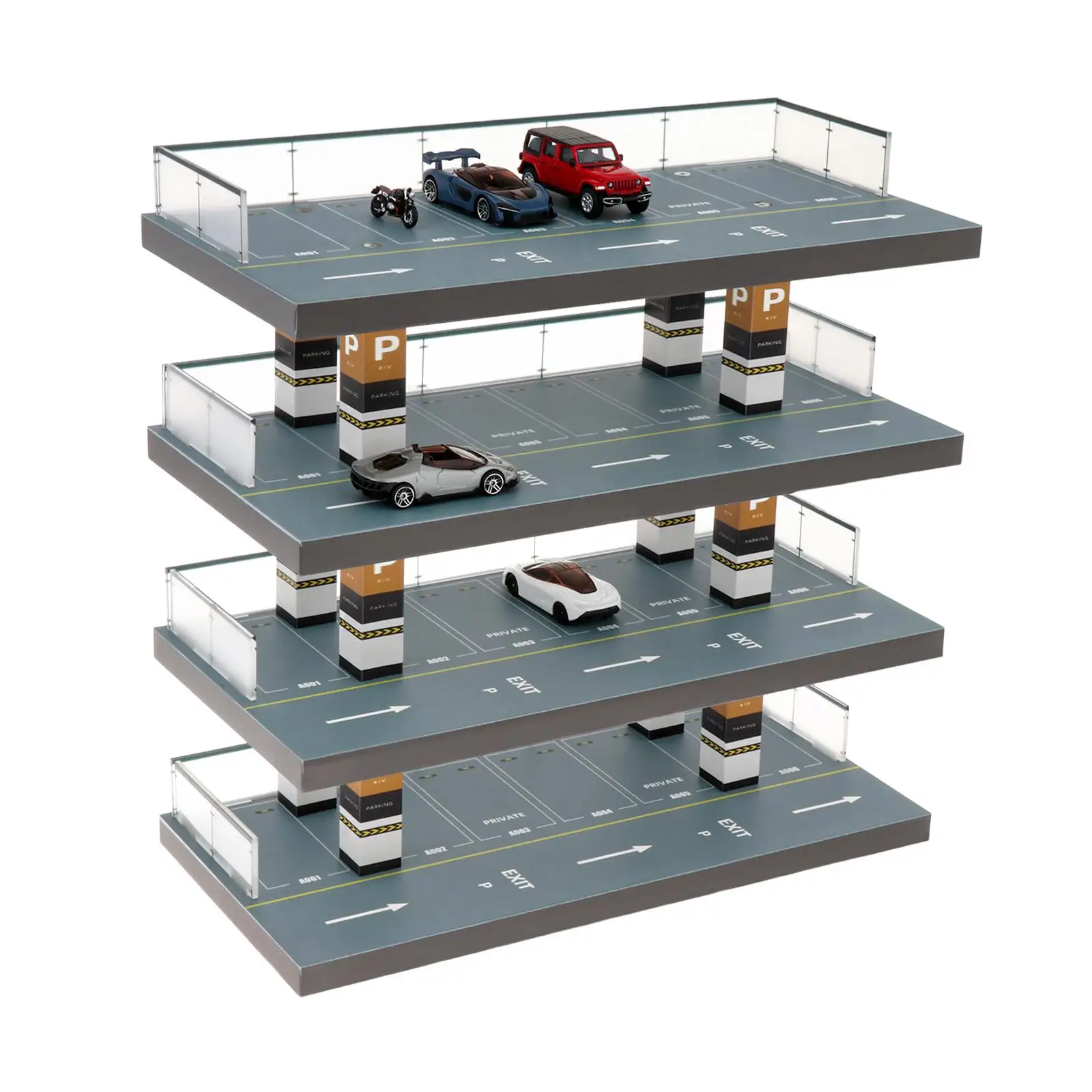 1/64 Model Car Display Show Case with Parking Lot Scene, Car Garage Display Case Display Stand for Toy Cars Model, Sports Car