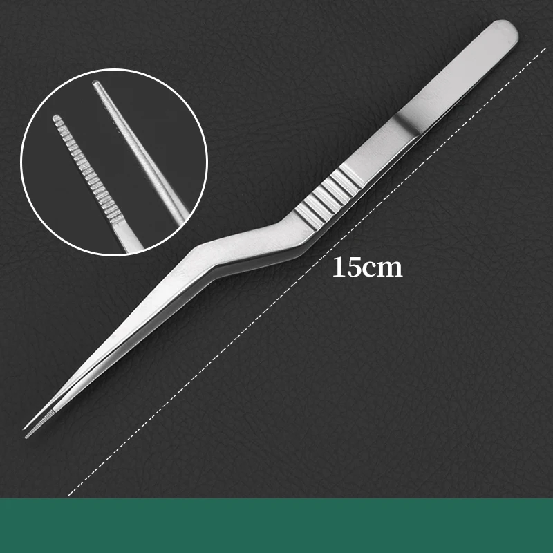 Medical Gun shaped Forceps Stainless Steel Orthodontic Elbow Toothed Tissue Forceps