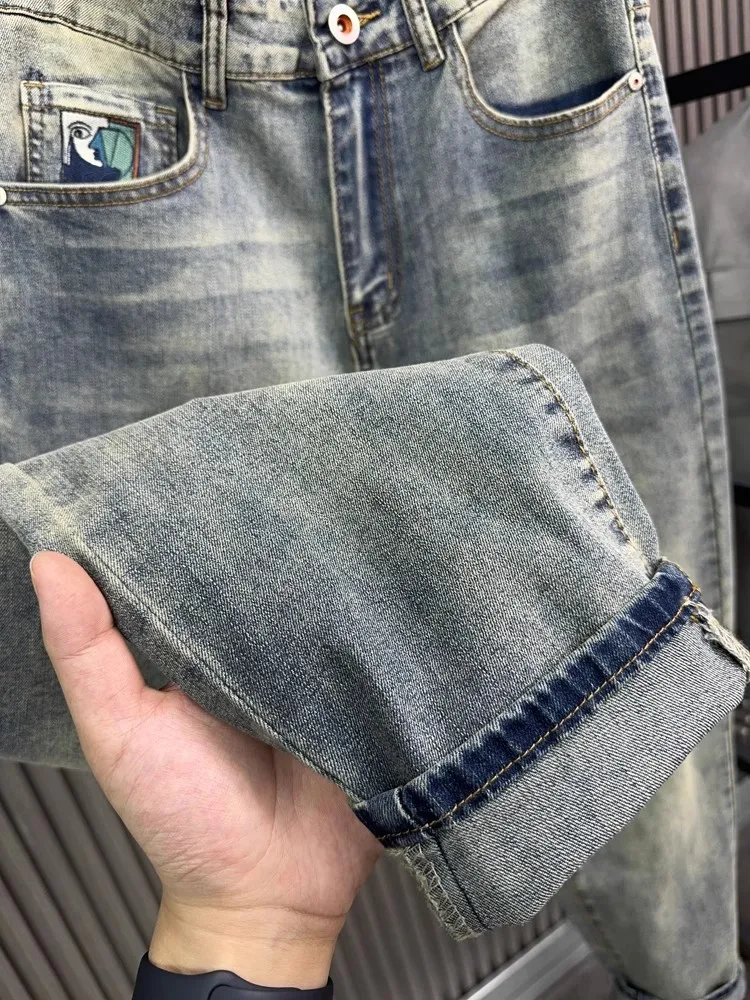 남성 캐주얼 streetwear 데님 바지 빈티지 봄 가을 카우보이 바지 새 디자이너 자수 루즈 피트 청바지 하렘 바지