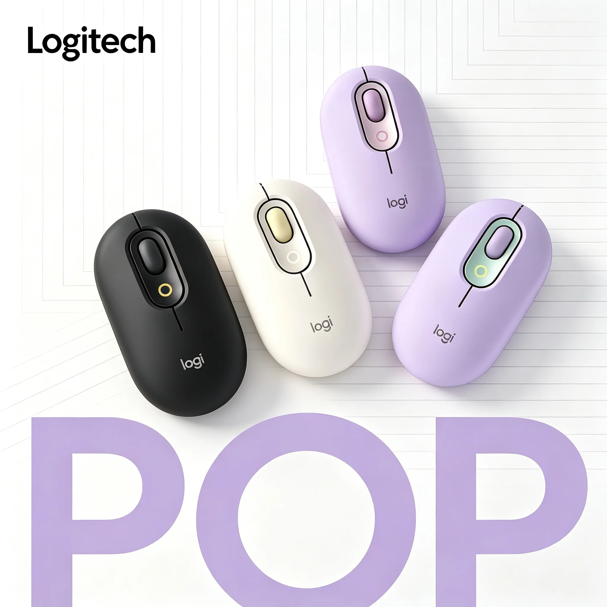 Logitech POP Portable Wireless Bluetooth Silent Click Mouse Lightweight Ergonomic Mice For Office Worker Desktop Notebook