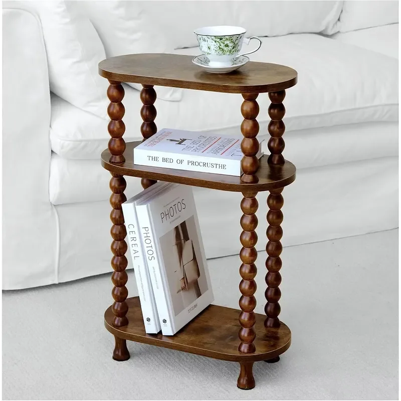 3-Tier Narrow Side Table, Slim End Table for Small Spaces