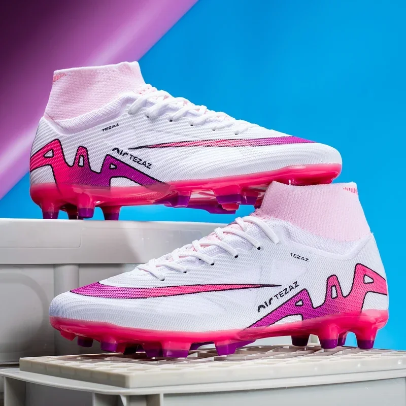 

Men's Soccer Shoes Football Cleats Outdoor High-Tops Lace-Up Non-Slip Spikes AG/FG Boots