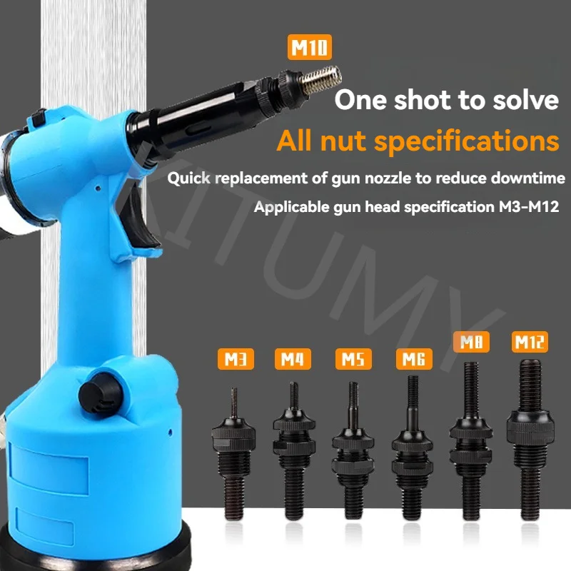 Pneumatic Riveter Automatic Rivet Nut Gun TE-9900 Industrial Hydraulic Quick Riveting Nut Tool M3 M4 M5 M6 M8 M10 M12