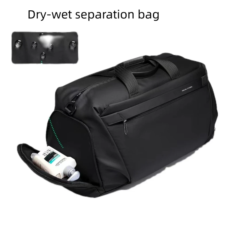 Oxford +PU Fabric Men\'s Travel Bag Large-capacity Business Dry and Wet Separation Shoulder Slung Bag Can Be Inserted Bag