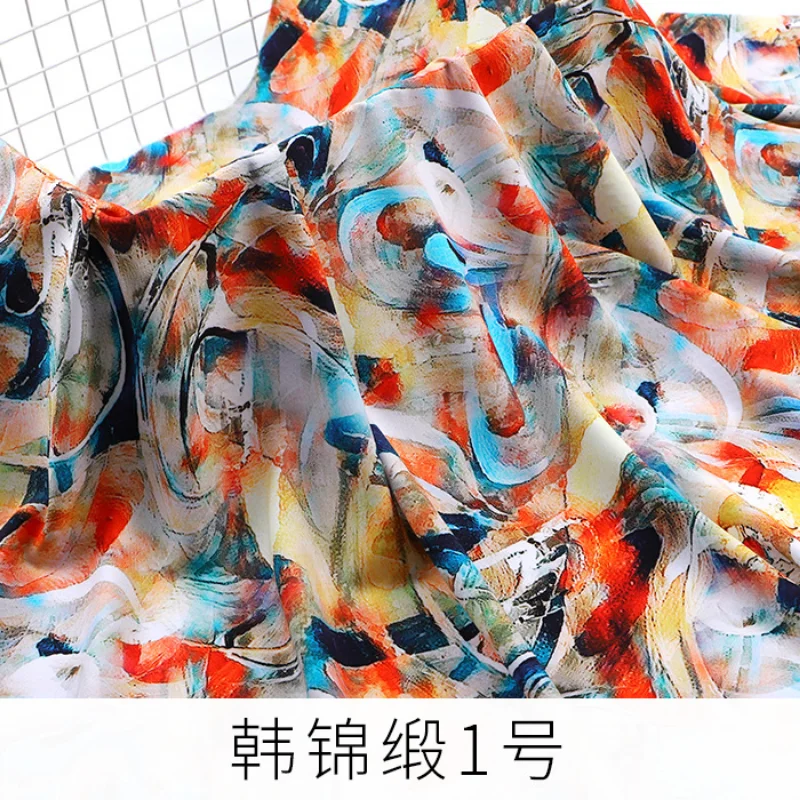 New twill digital printed fabric, cotton silk fabric, summer artificial cotton fabric, dresses, clothing, cotton silk fabric