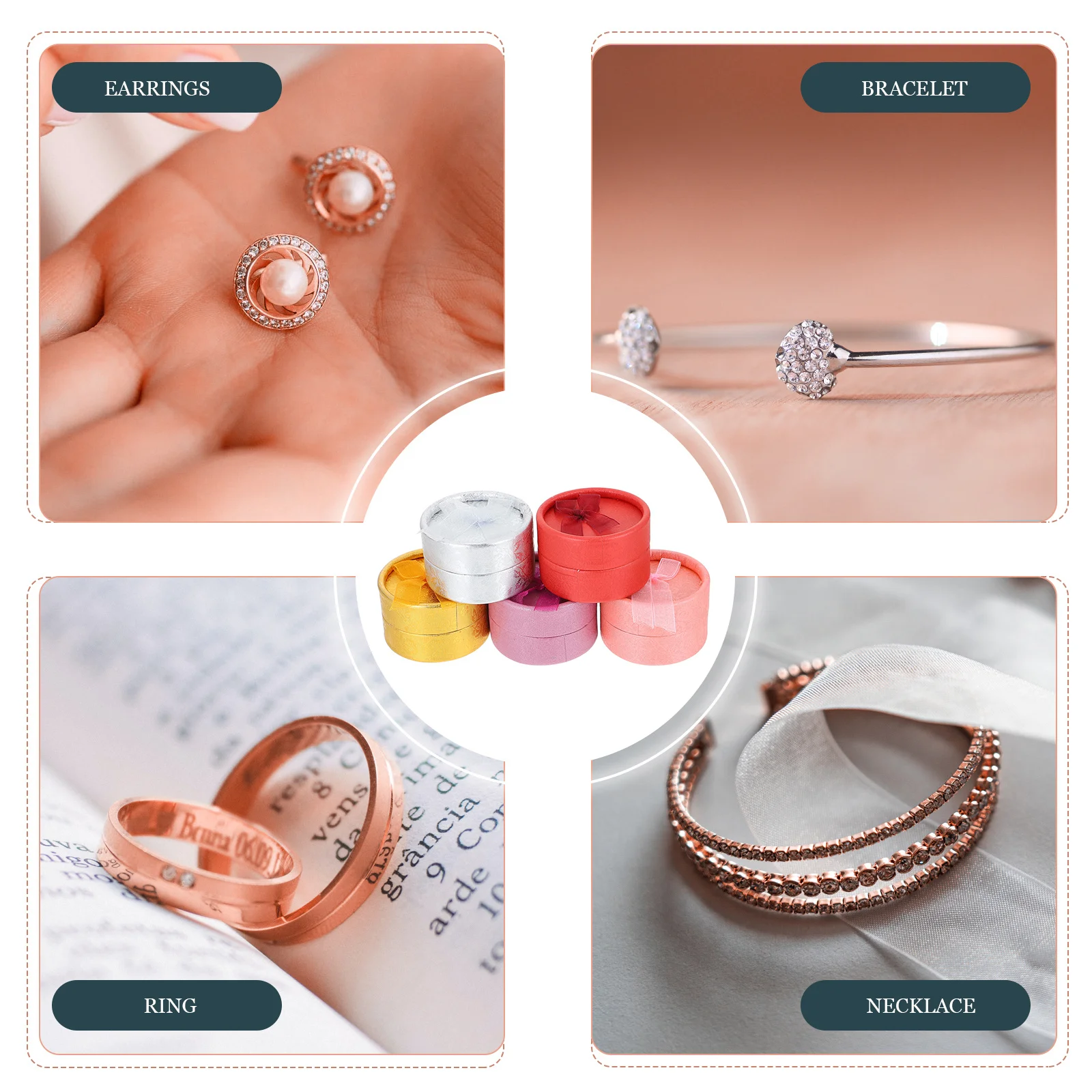 20Pcs Bow-Tie Ring Packaging Box Jewelry Container Gift Packing Box for Necklace Bracelet Earring Display Home Decor Party