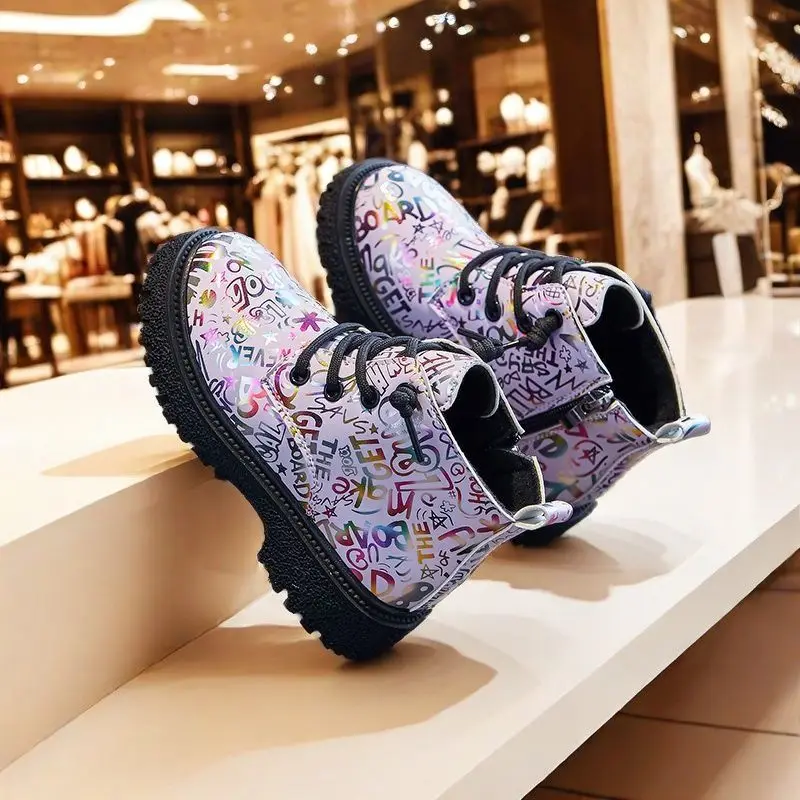 

Kids Warm Faux Fur Short Boots British Style Winter Edition Kids Boots with Anti Slip Sole Soft Inner Layer for Toddler Girls