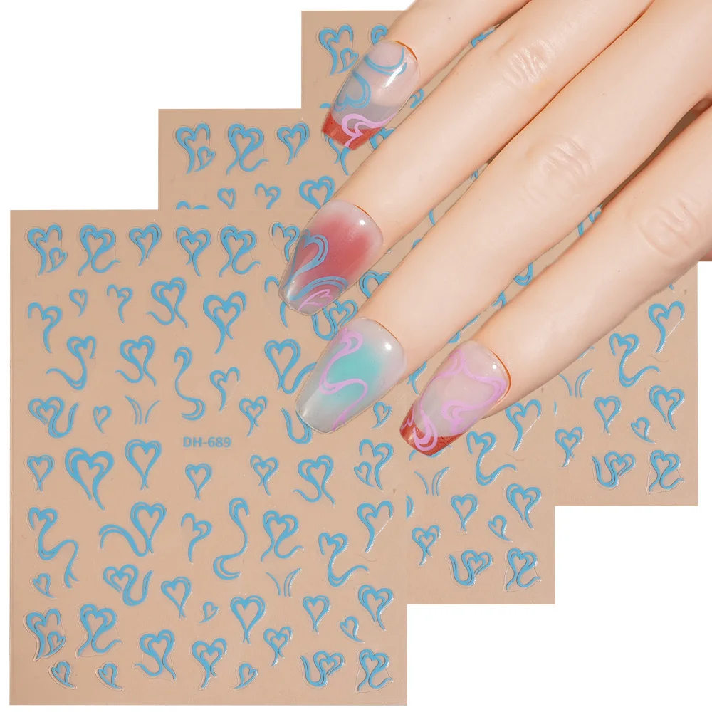 

1/5 шт. наклейки для ногтей в форме сердца романтические милые 3D плоские украшения для ногтей наклейки для маникюра «сделай сам» самоклеящиеся декоративные наклейки