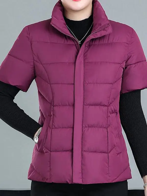 

Женский утепленный жилет Slim Fit на молнии, фиолетовый, с воротником-стойкой, модный повседневный, для тепла и комфорта