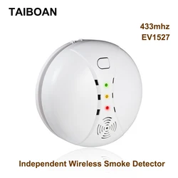 Sensor de humo inalámbrico independiente, alarma de sonido de alto Decibelio, Detector de incendios para WIFI, GSM, sistema de alarma de seguridad para el hogar y la Oficina, 433MHz