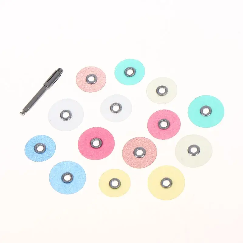 40Pcs Dental Polishing Discs 12mm 14mm Composite Finishing Disc Colorful Contouring Mandrel Teeth Whitening Dental Consumables