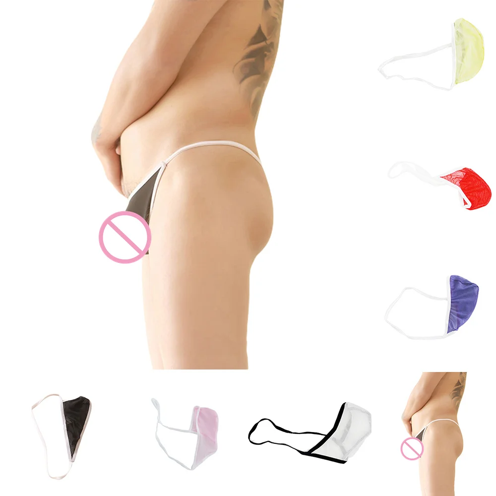 Men Sexy Backless Thong Ultra-thin Sheer Pouch Gay Underwear Translucent Breathab G-String Super Mini Underpants Erotic Panties