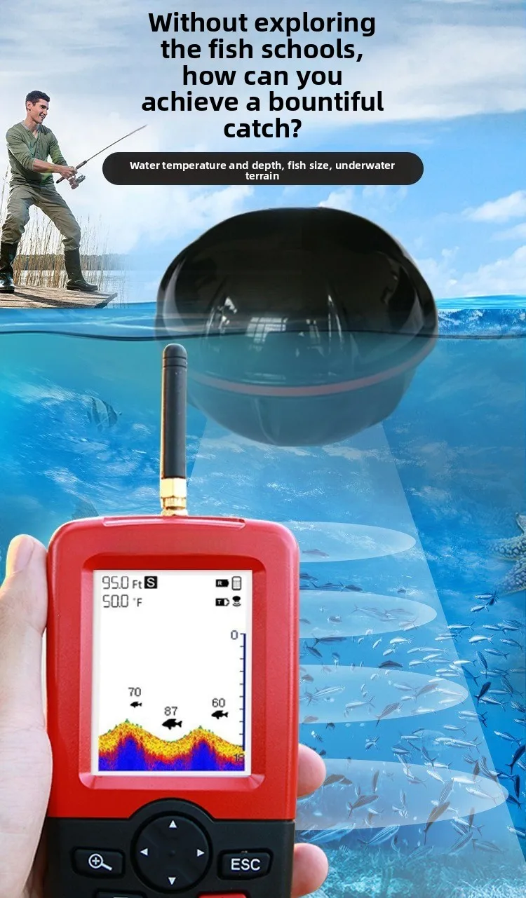 Wireless Ultrasonic HD Visual Sonar Fi sh Fin der Portable Smart Underwater Det ector Outdoor Fishing Tackle