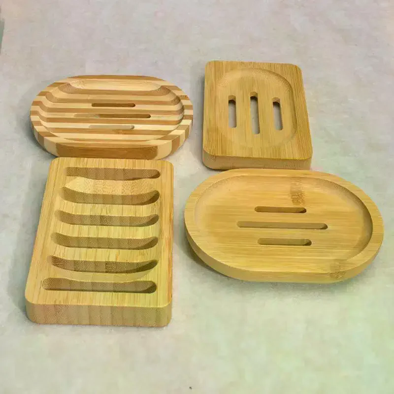 Natural Bamboo Soap Dish With Self Draining Slots Durable For Bathroom Kitchen Shower Sink 1Pcs