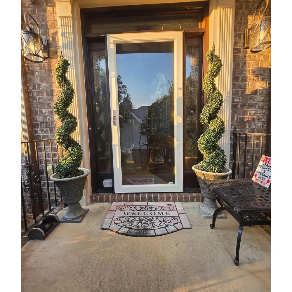 جديد - شجرة توبياريز من خشب البقس الحلزوني الصناعي مقاس 5 بوصات في وعاء بلاستيكي ديكور منزلي خارجي وداخلي (عبوتان) #6