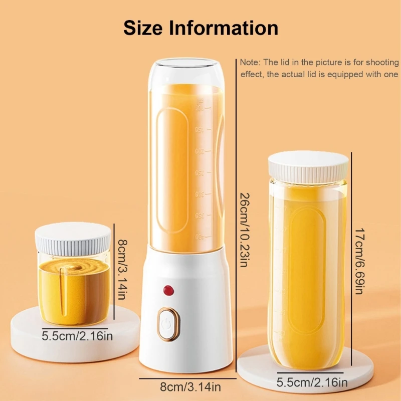 Động Máy Xay Sinh Tố Cốc Máy Ép Trái Cây Trộn 450Ml USB Sạc Sinh Tố Máy Ép Trái Cây Cốc Máy Làm Nước Ép Cho Du Lịch Thể Thao