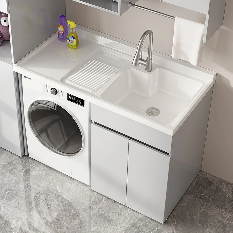 ys-7 washing machine integrated cabinet whole board honeycomb aluminum quartz stone basin cabinet balcony washing machine cabine