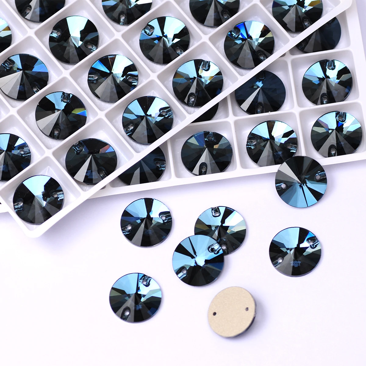 YANRUO 3200 Rivoli Montana Sewing Crystal Sewing Flat back Rhinestones Sew on Stones Glass Crystals Dark Sapphire