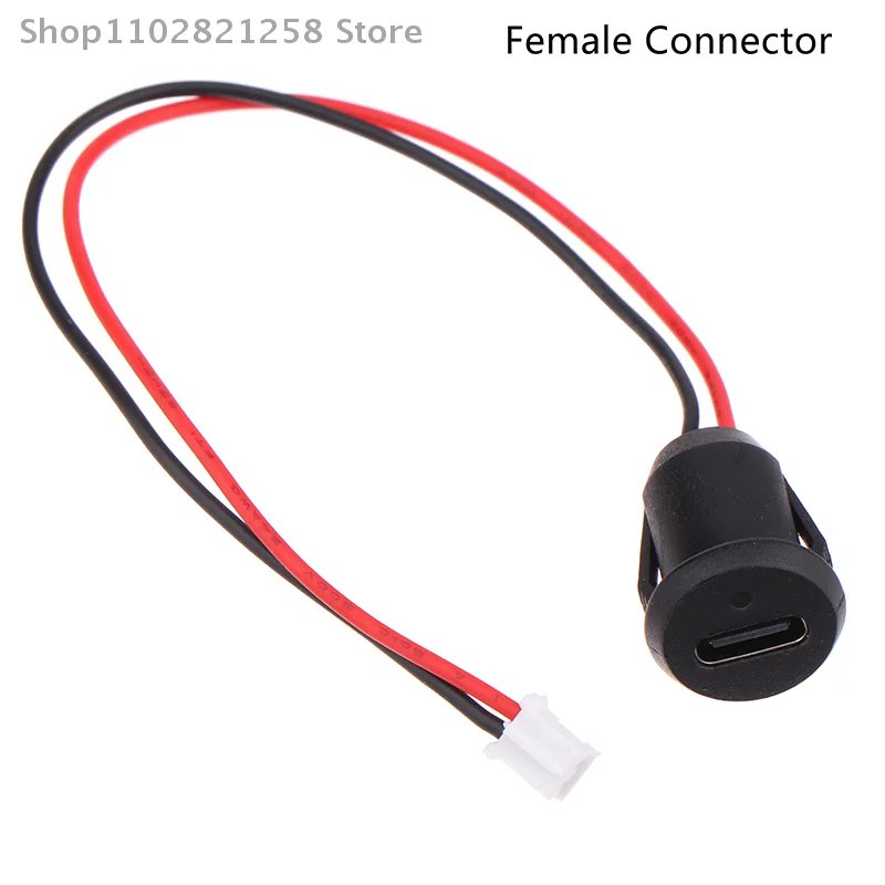 1PC USB-C 2Pin High Current Charging Socket With PH2.0 Nut Snap Lock Plate USB TYPE-C Female Waterproof Female Connector Jack