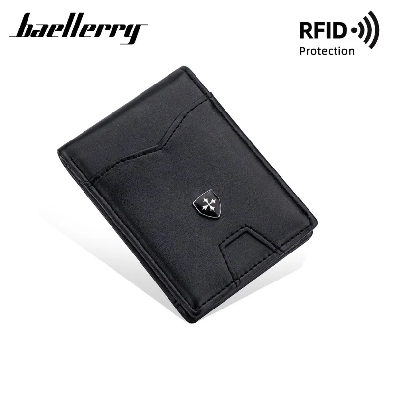 Baellerry Slim Wallet Leather Money Clip Mens Wallets RFID Blocking Front Pocket Bifold Credit Card Holder for Men