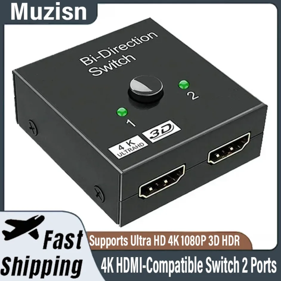 4K HDMI-совместимый коммутатор, 2 порта, двунаправленный 1x2/2x1, HDMI-совместимый переключатель-сплиттер, поддержка Ultra HD 4K 1080P 3D HDR