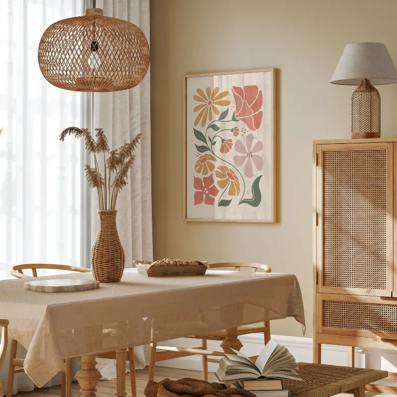 3PCS Canvas Printed Posters, Bohemian Abstract Floral Print Sets, Suitable for Use as Wall Decorations or Home Accessories