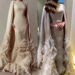 Customized  Jersey Beading Draped Pleat Celebrity A-line O-Neck Bespoke Occasion Gown Long Dresses